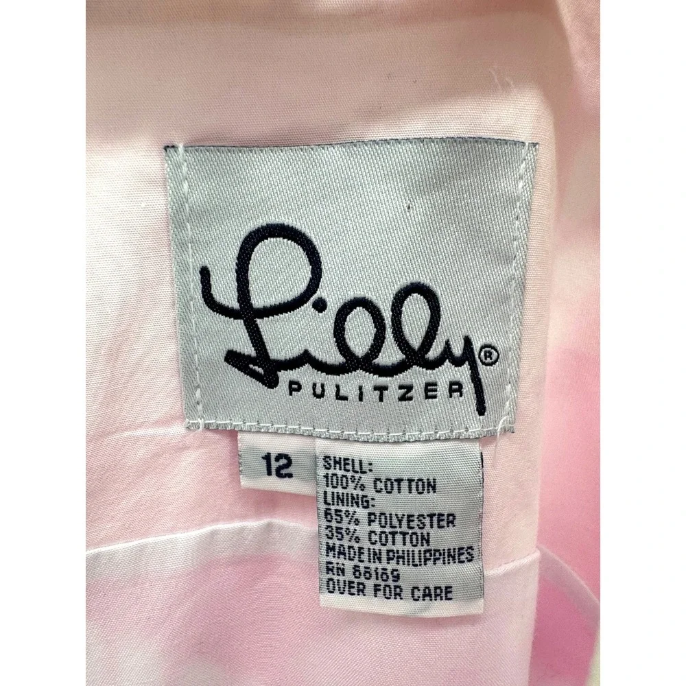 Lilly Pulitzer Vtg Women's Pink Palm Print Sleeveless Shift Dress Size 12 - Picture 3 of 5